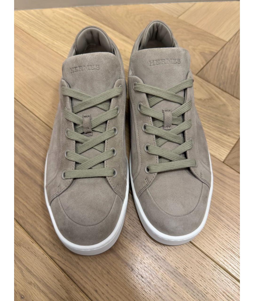 HERMES Бежевые замшевые кеды, фото 2