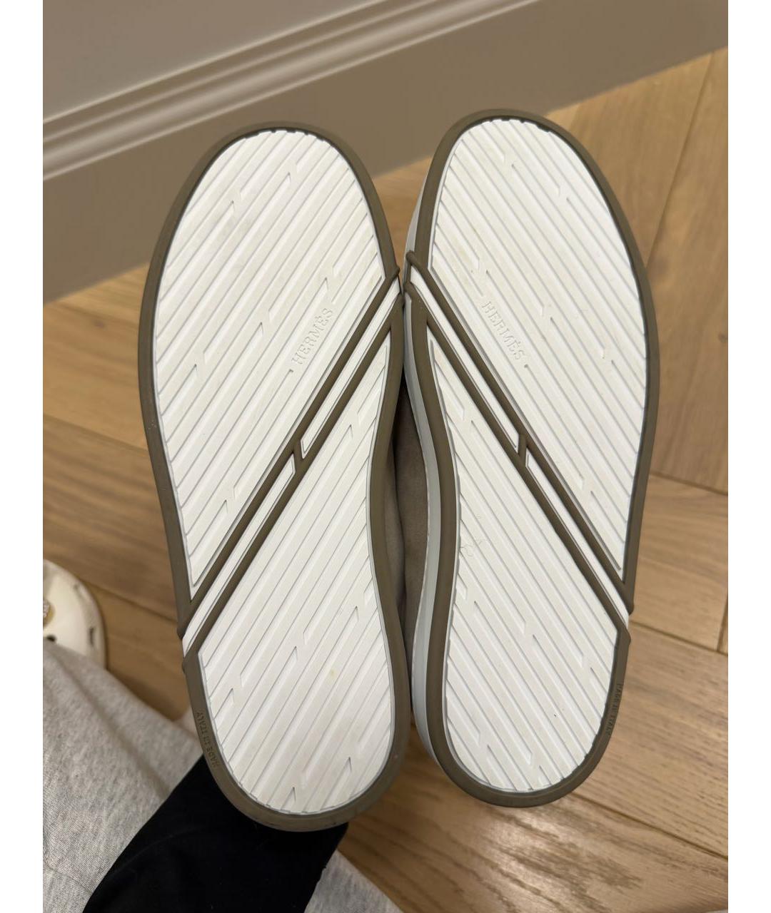 HERMES Бежевые замшевые кеды, фото 5