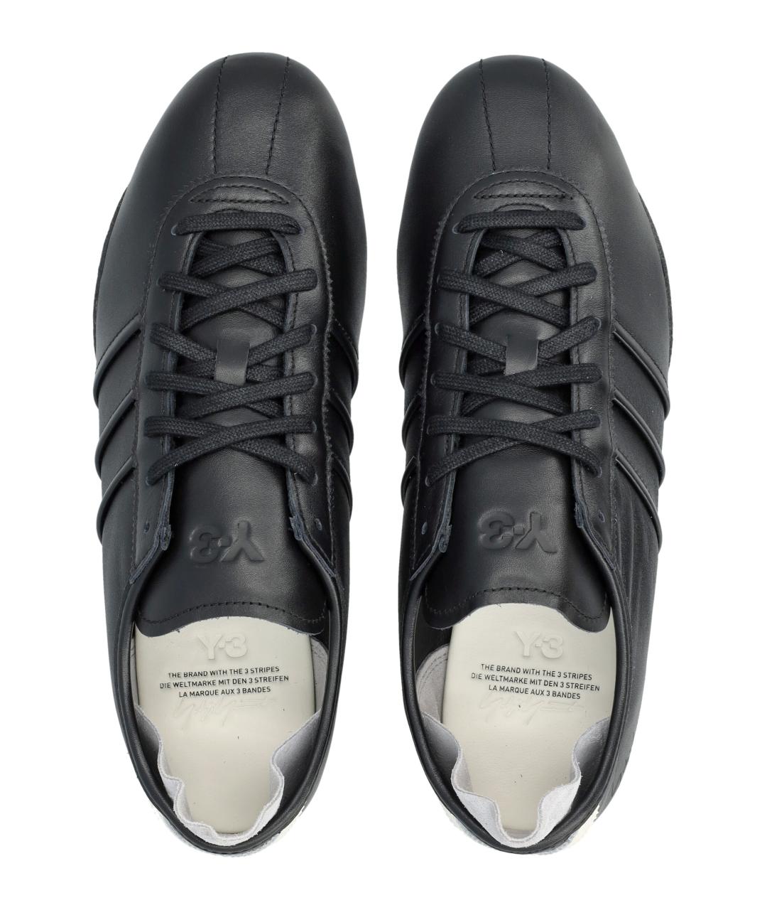 Y-3 Черные кожаные низкие кроссовки / кеды, фото 2