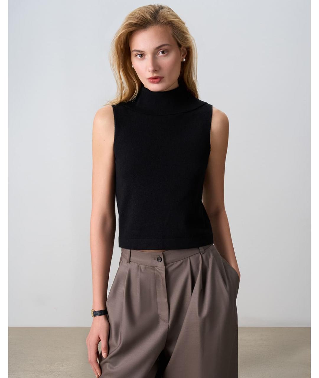 PERVERT Черная кашемировая майка, фото 3