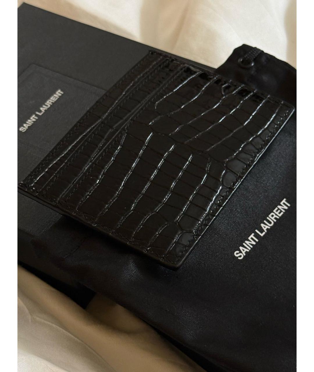 SAINT LAURENT Черный кардхолдер из лакированной кожи, фото 5