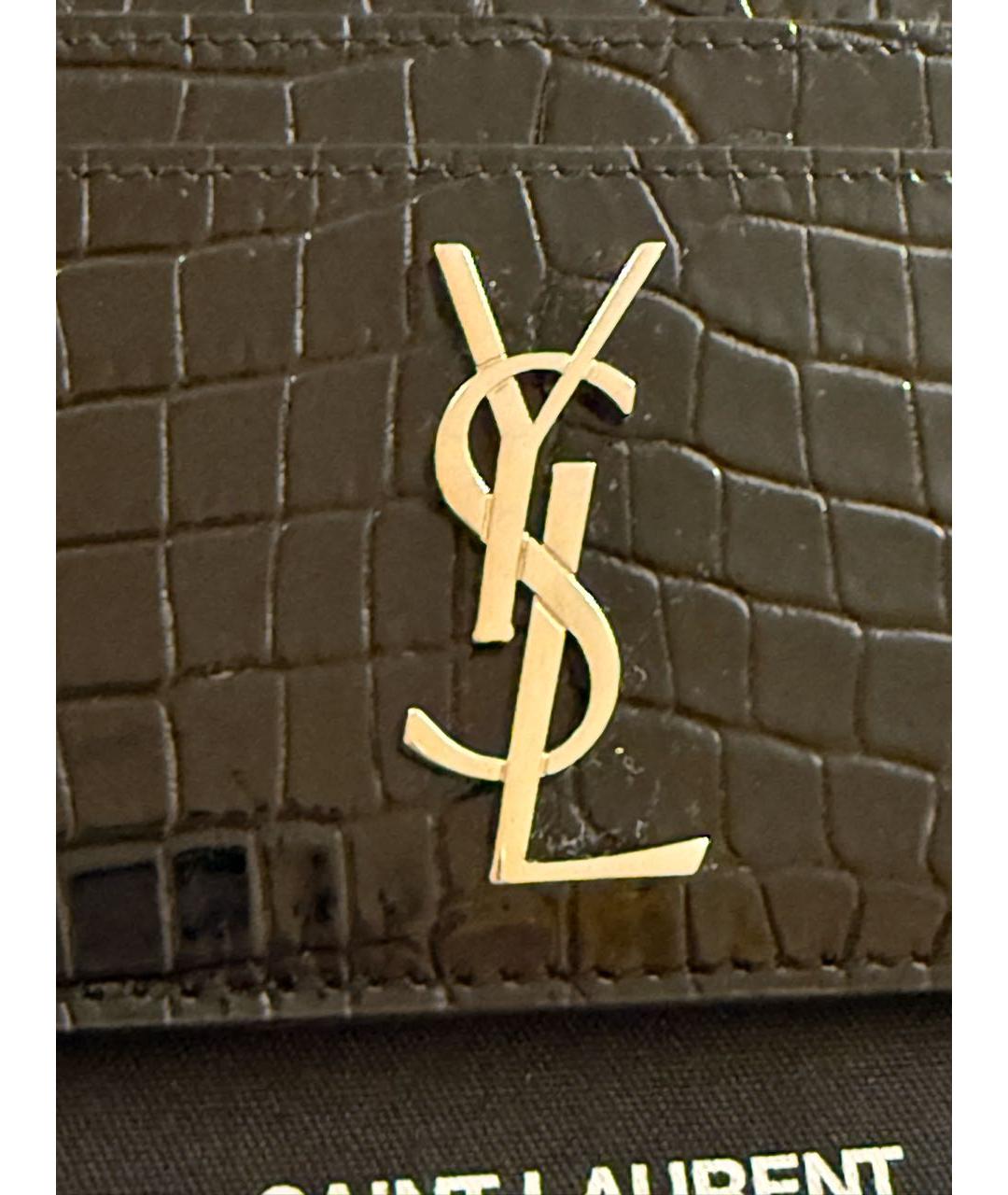 SAINT LAURENT Черный кардхолдер из лакированной кожи, фото 3