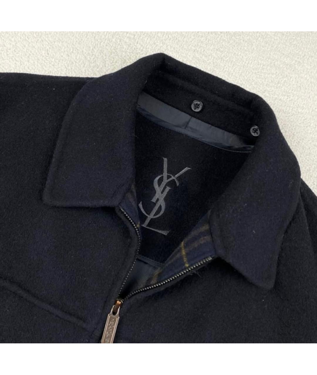 YVES SAINT LAURENT BEAUTY Черное шерстяное пальто, фото 3