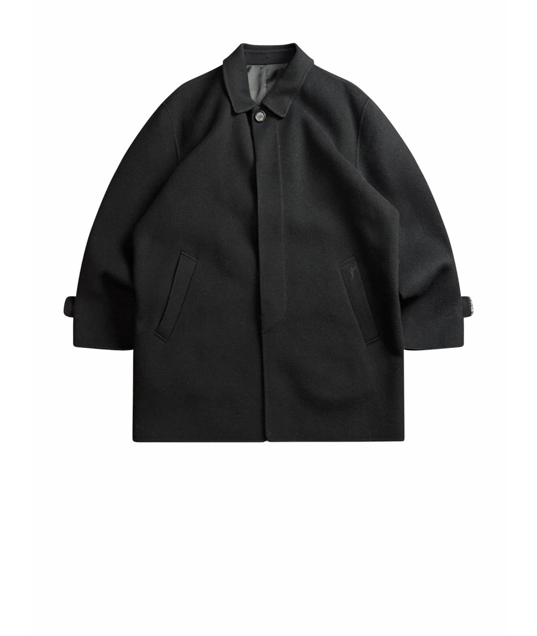 YVES SAINT LAURENT BEAUTY Черное шерстяное пальто, фото 1