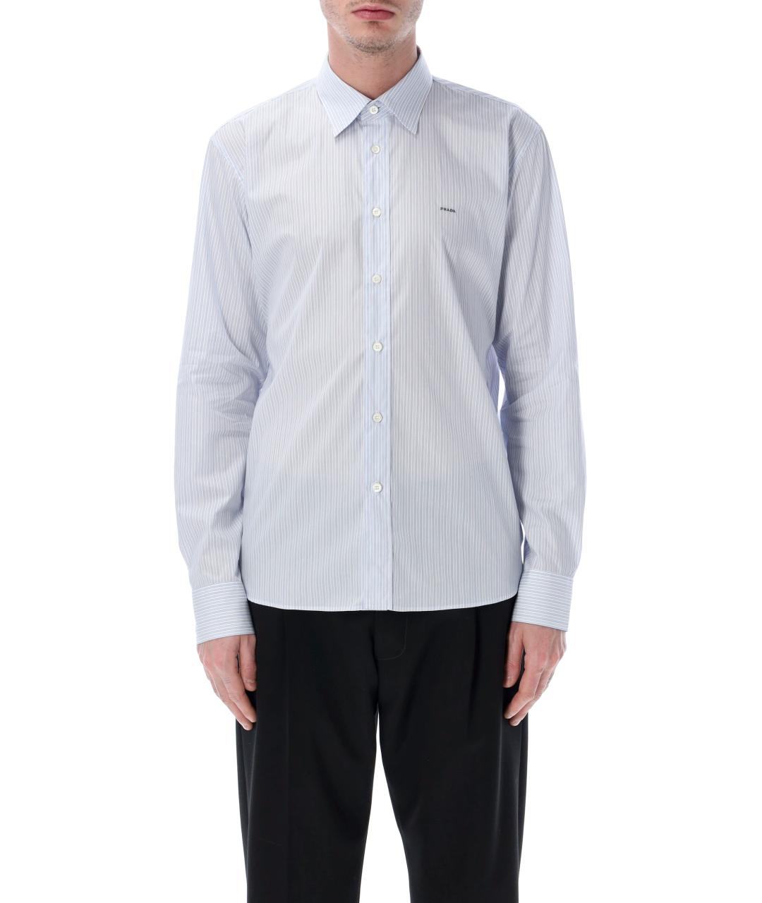 PRADA Голубая хлопковая классическая рубашка, фото 1