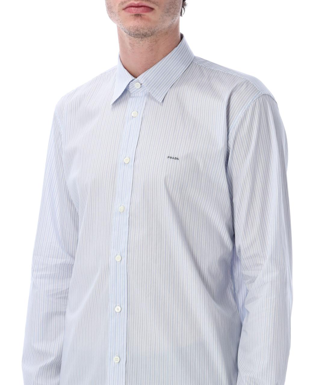 PRADA Голубая хлопковая классическая рубашка, фото 3