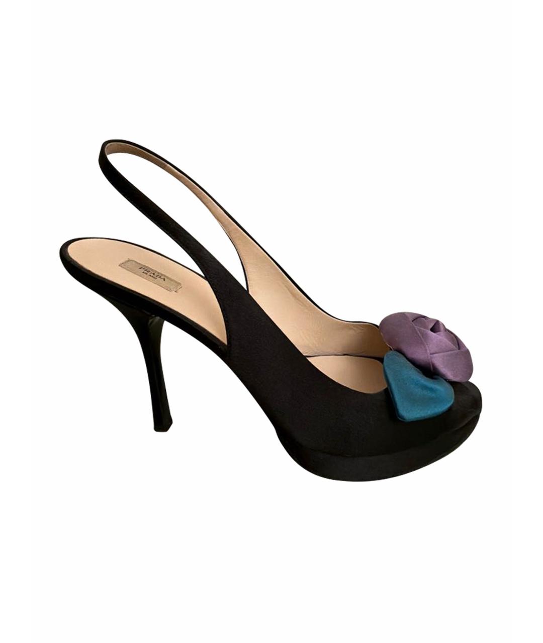 PRADA Черные текстильные босоножки, фото 1