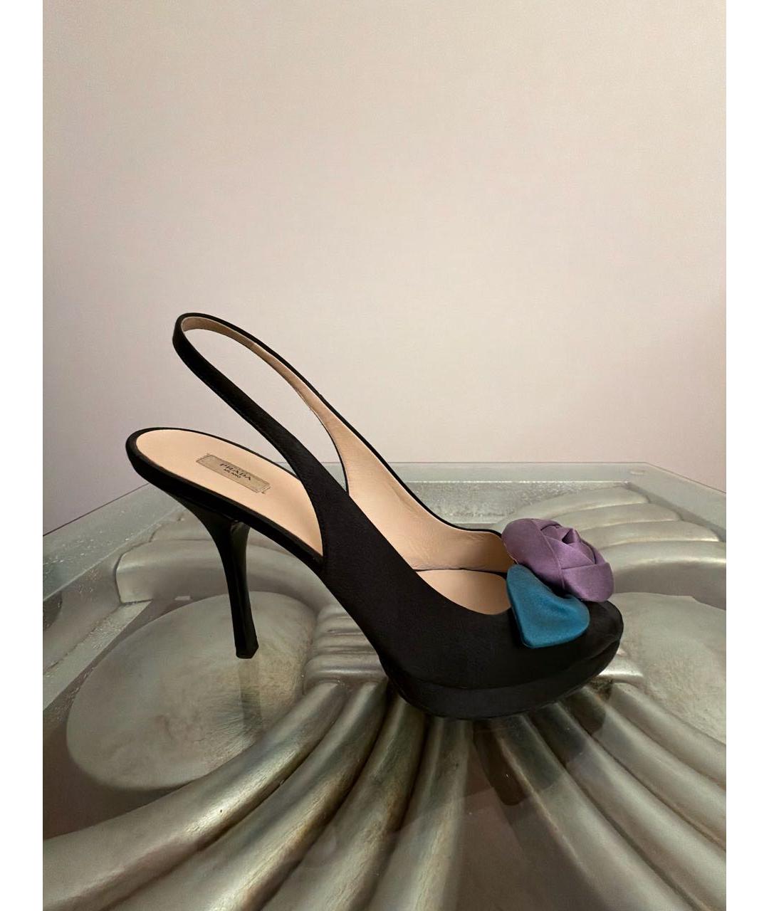 PRADA Черные текстильные босоножки, фото 5