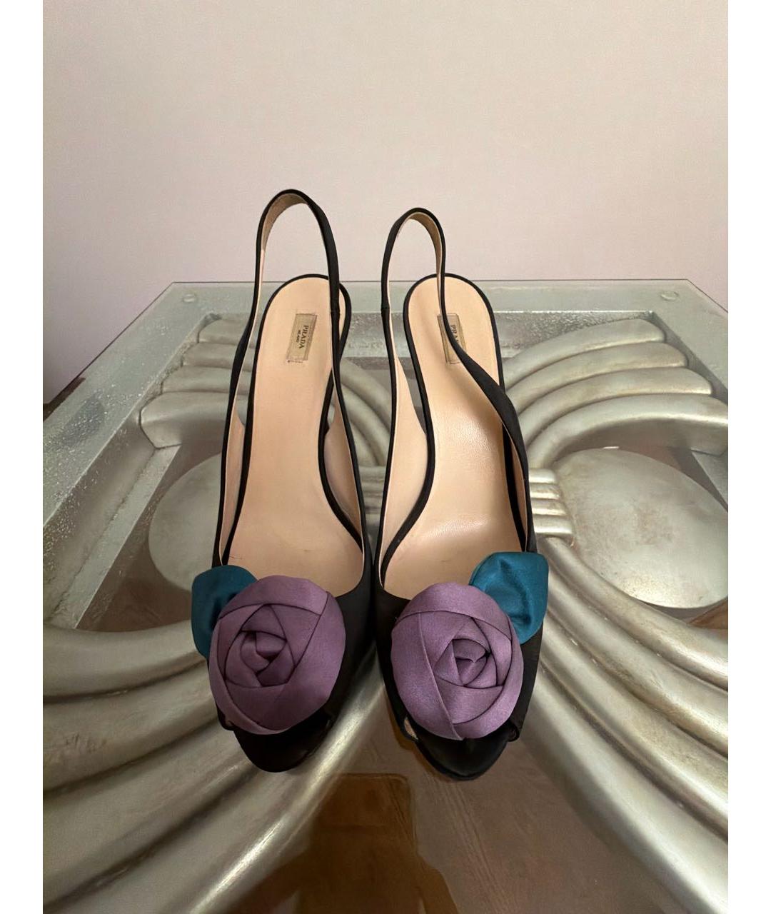 PRADA Черные текстильные босоножки, фото 2