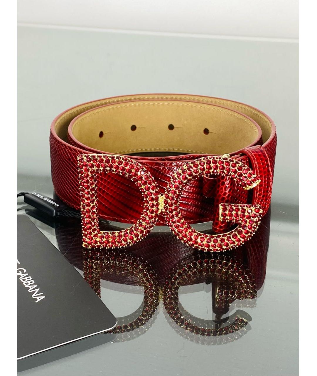 DOLCE&GABBANA Бордовый кожаный ремень, фото 4