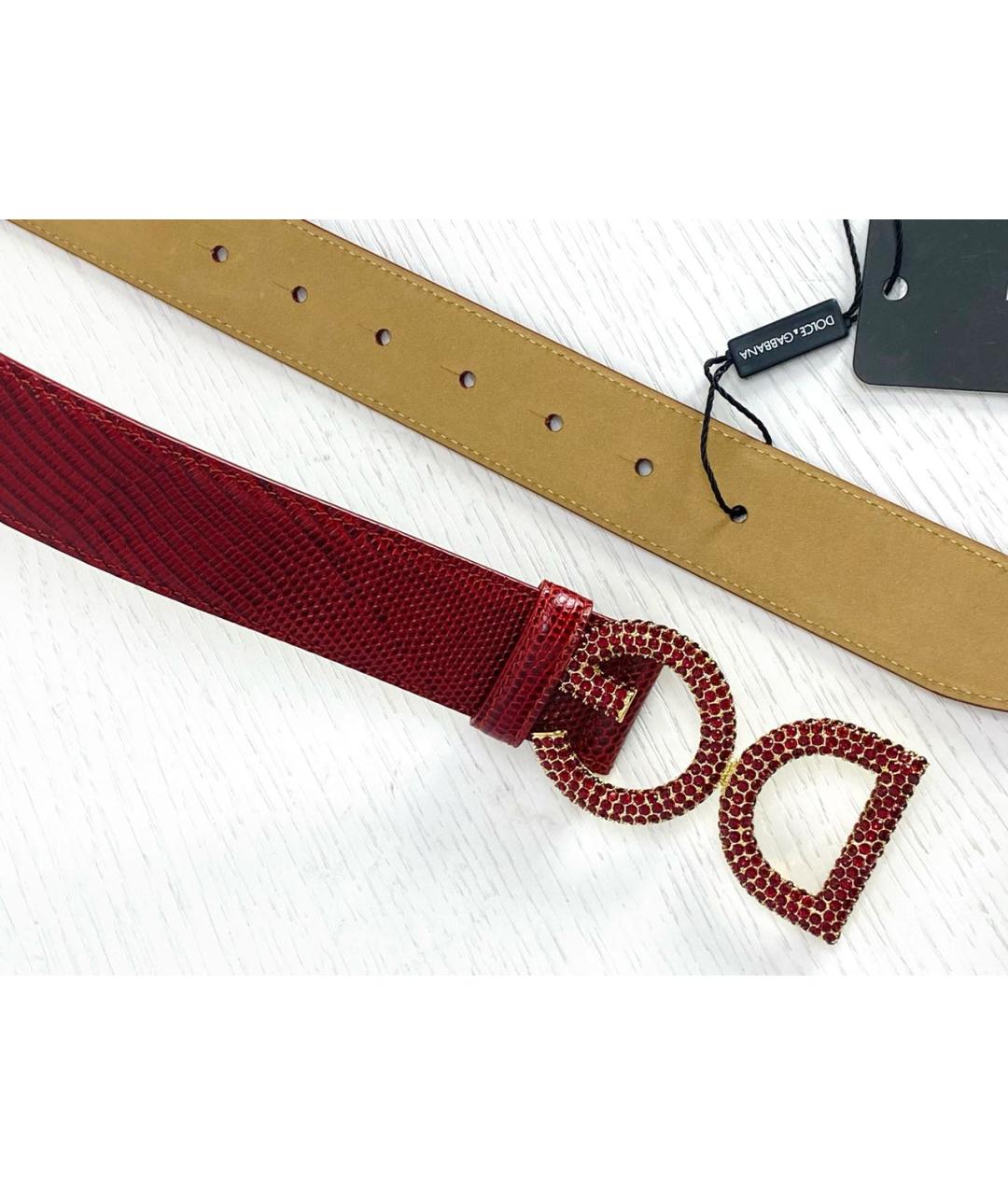 DOLCE&GABBANA Бордовый кожаный ремень, фото 5