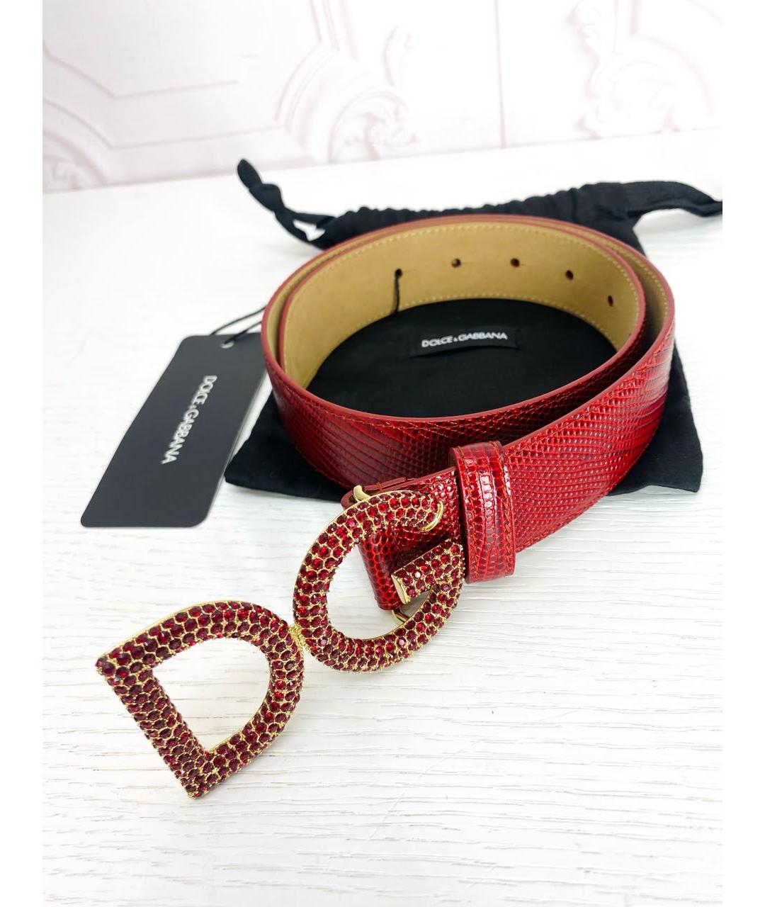 DOLCE&GABBANA Бордовый кожаный ремень, фото 2