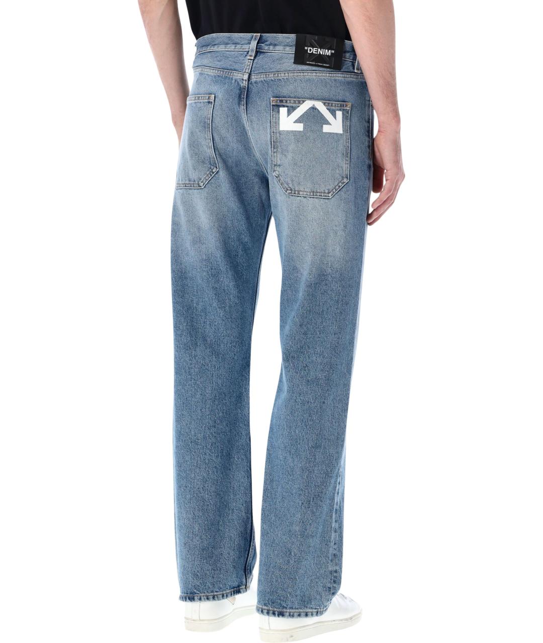 OFF-WHITE Синие хлопковые прямые джинсы, фото 2