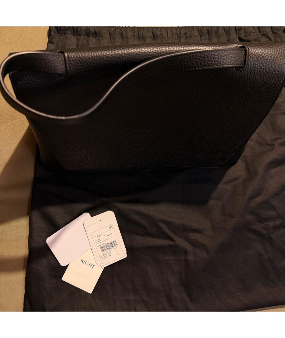 KHAITE Черная кожаная сумка тоут, фото 6