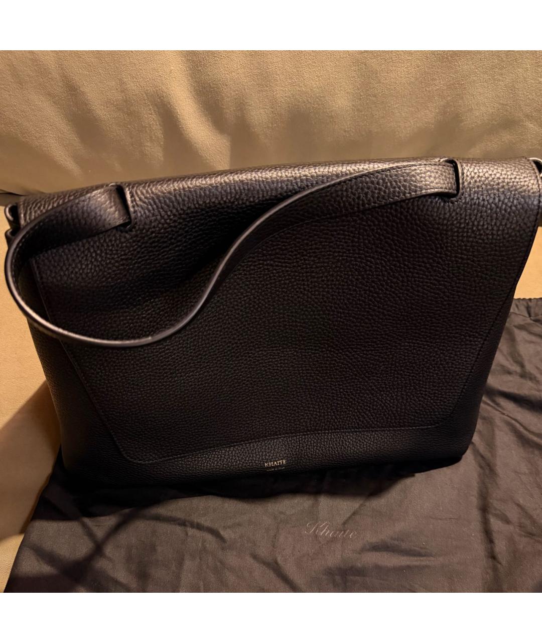 KHAITE Черная кожаная сумка тоут, фото 2