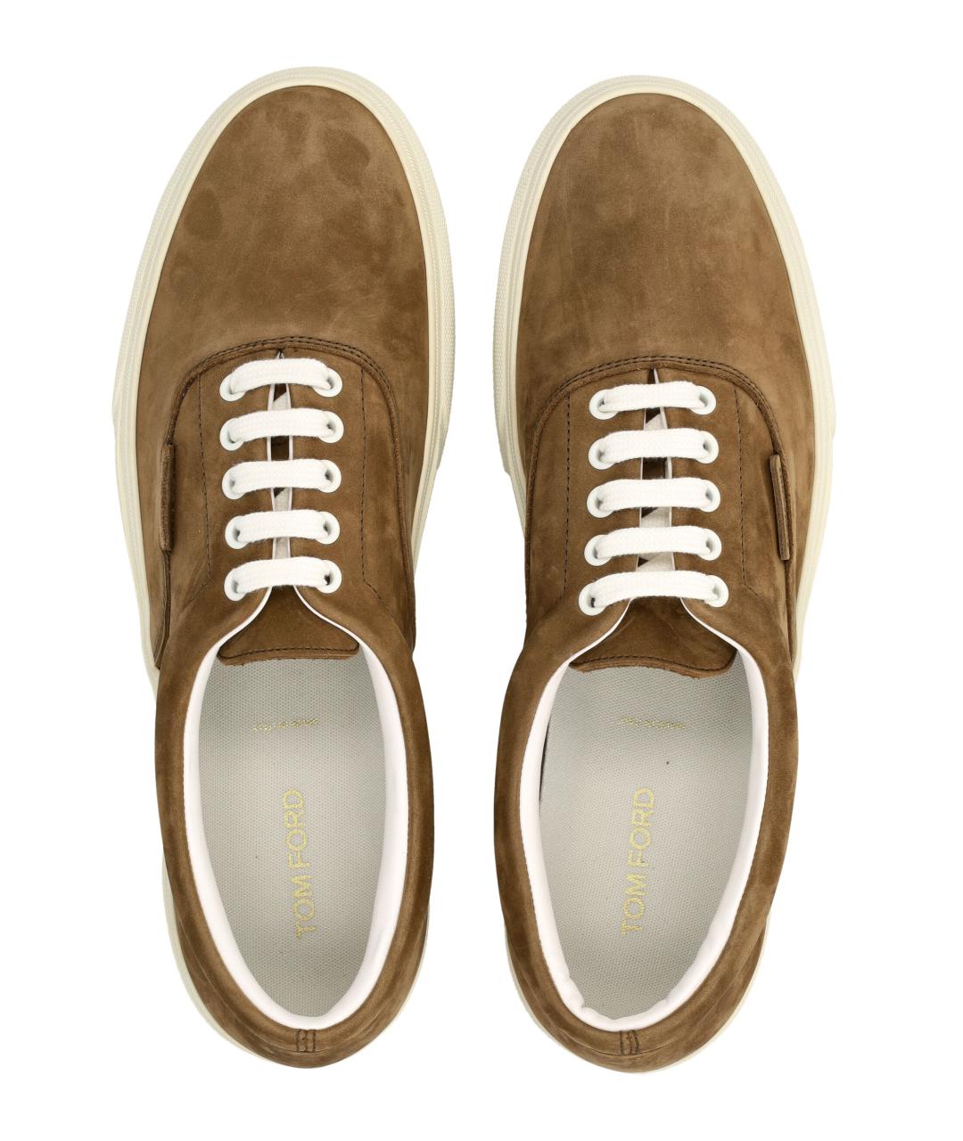 TOM FORD Коричневые замшевые низкие кроссовки / кеды, фото 2