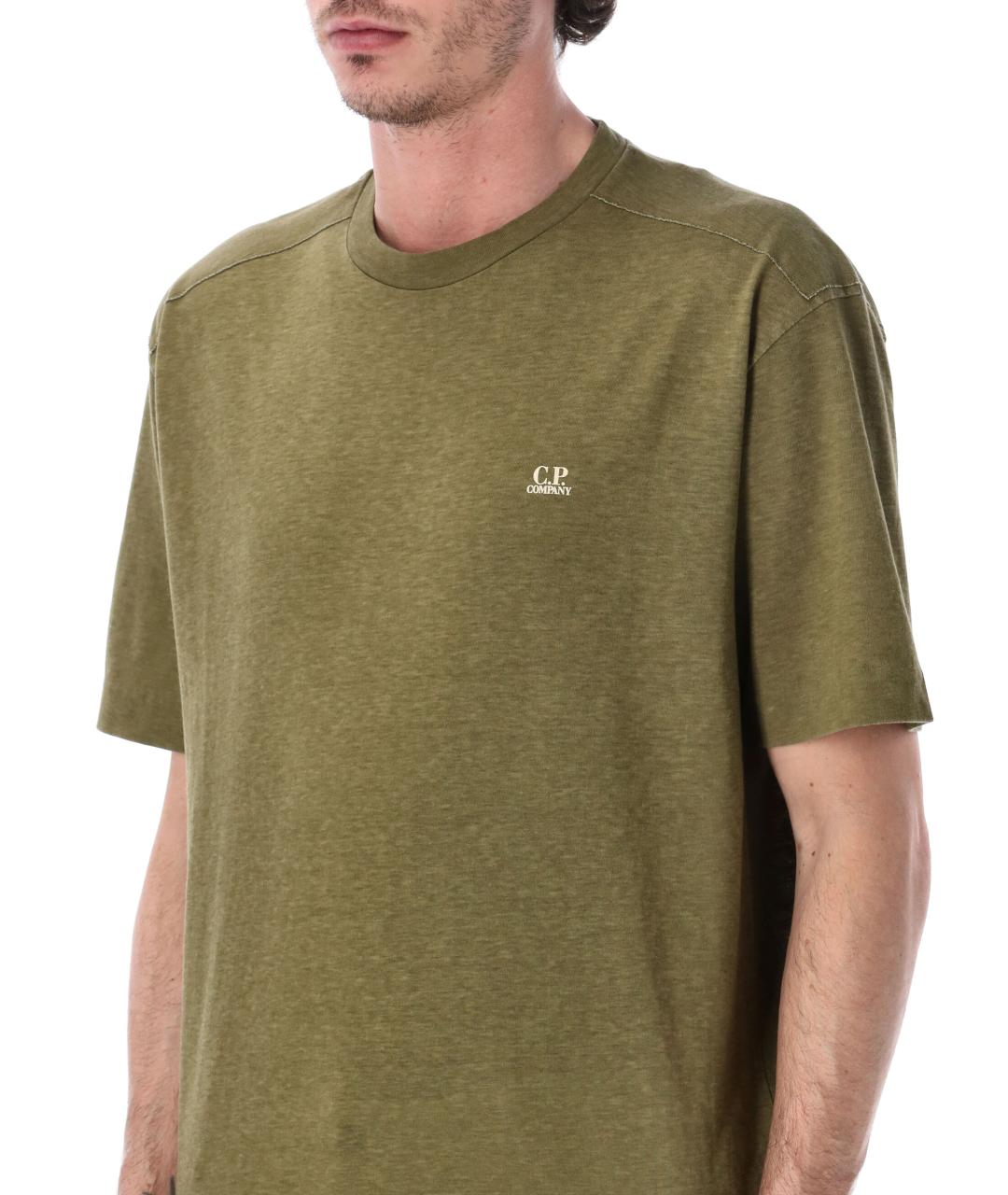 CP COMPANY Хаки хлопковая футболка, фото 3