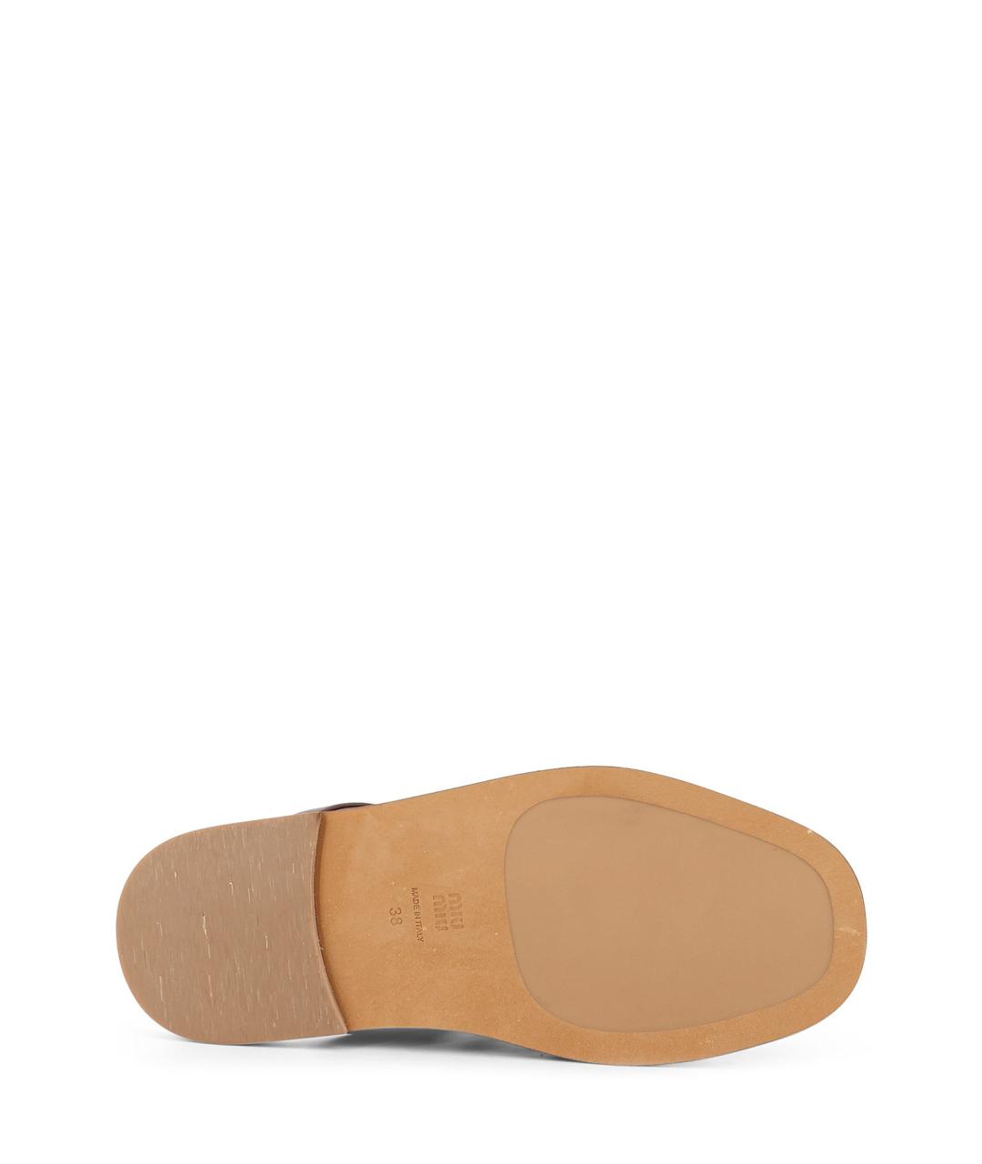 MIU MIU Коричневые кожаные шлепанцы, фото 4