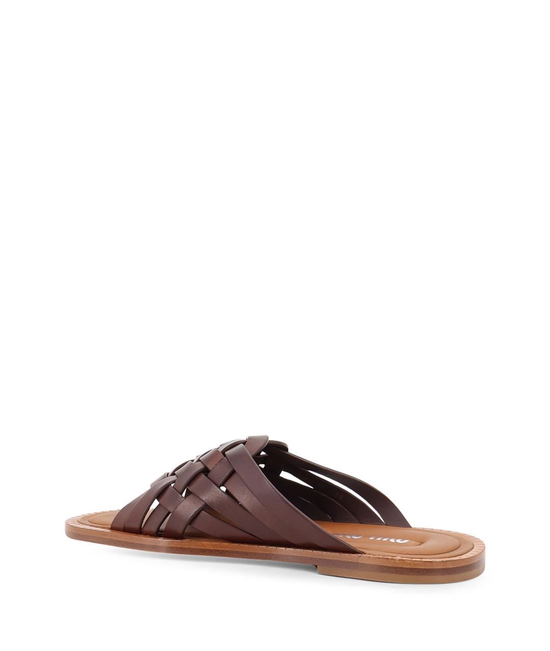 MIU MIU Коричневые кожаные шлепанцы, фото 3