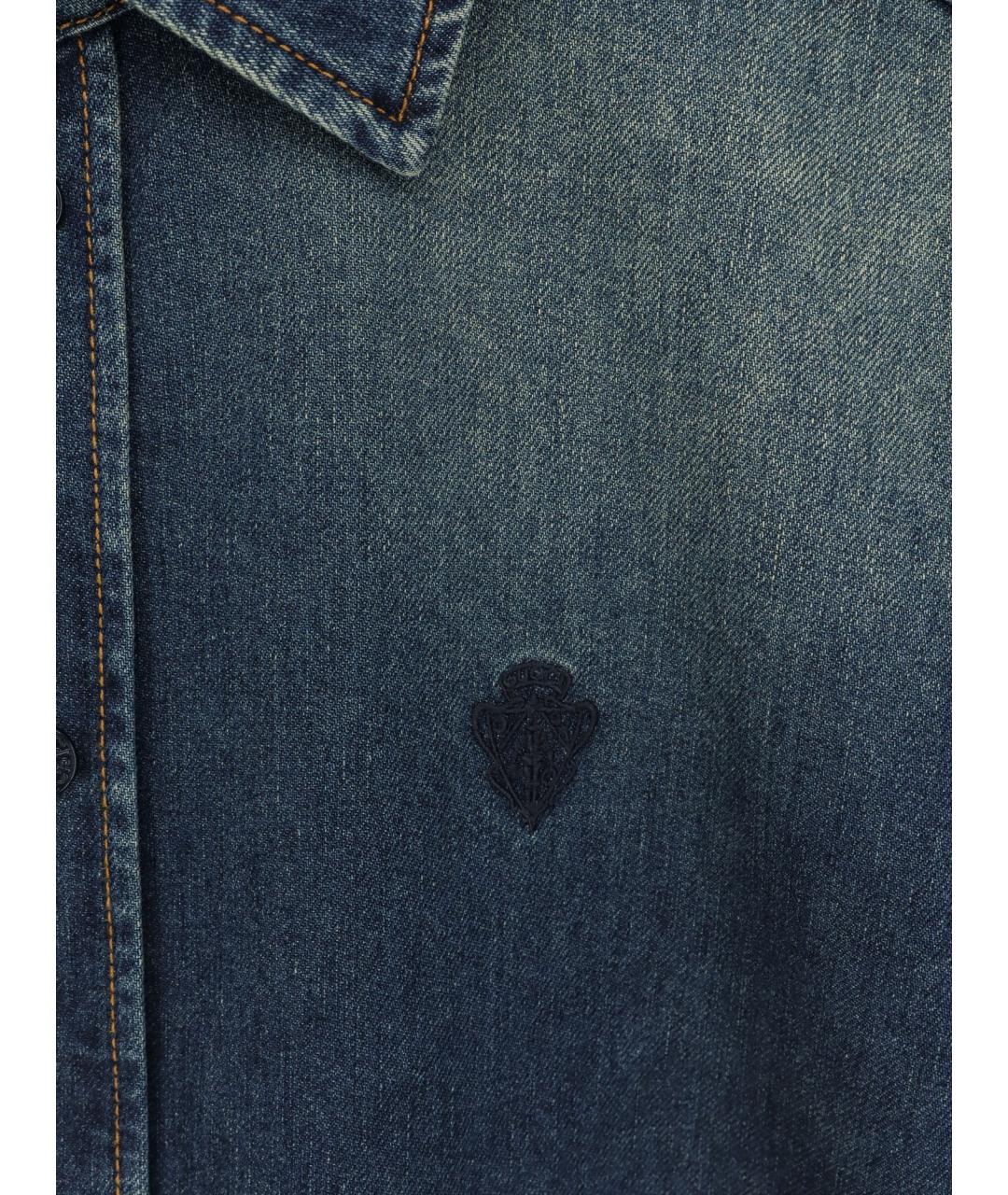 GUCCI Синяя хлопковая кэжуал рубашка, фото 3