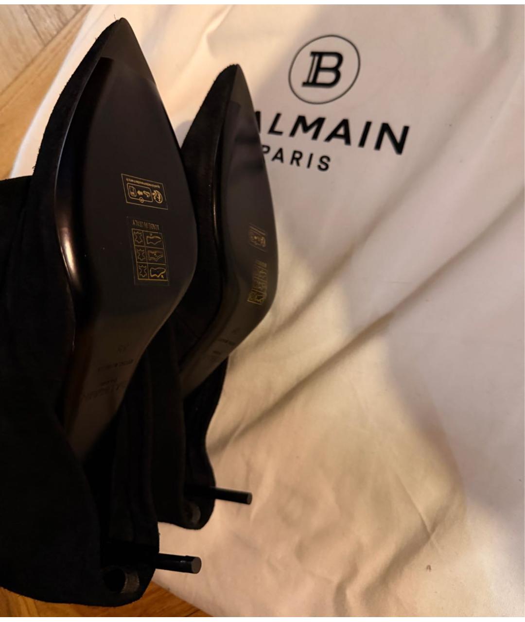 BALMAIN Черные замшевые сапоги, фото 3