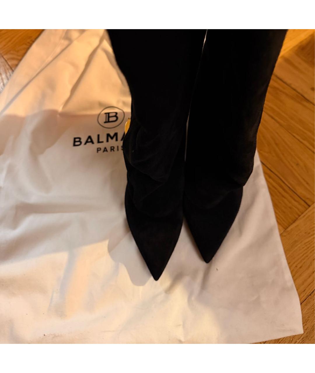 BALMAIN Черные замшевые сапоги, фото 2