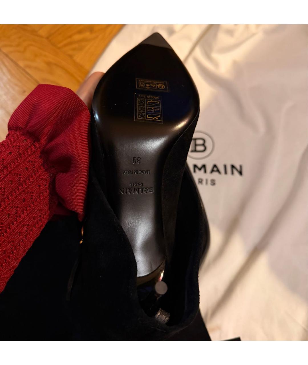 BALMAIN Черные замшевые сапоги, фото 5