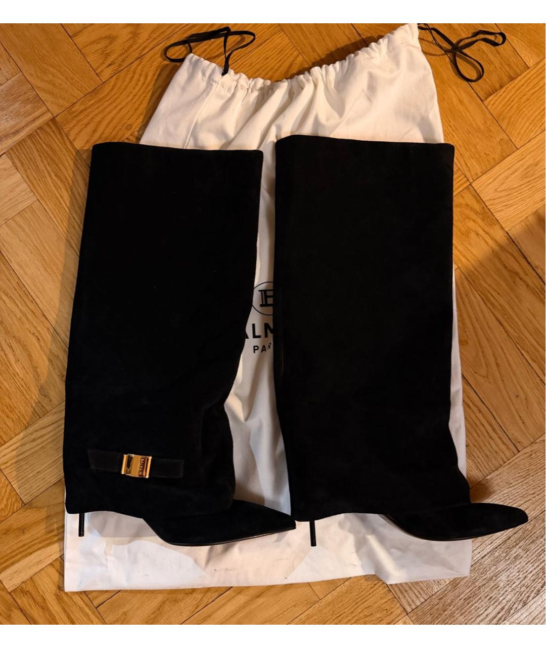 BALMAIN Черные замшевые сапоги, фото 4