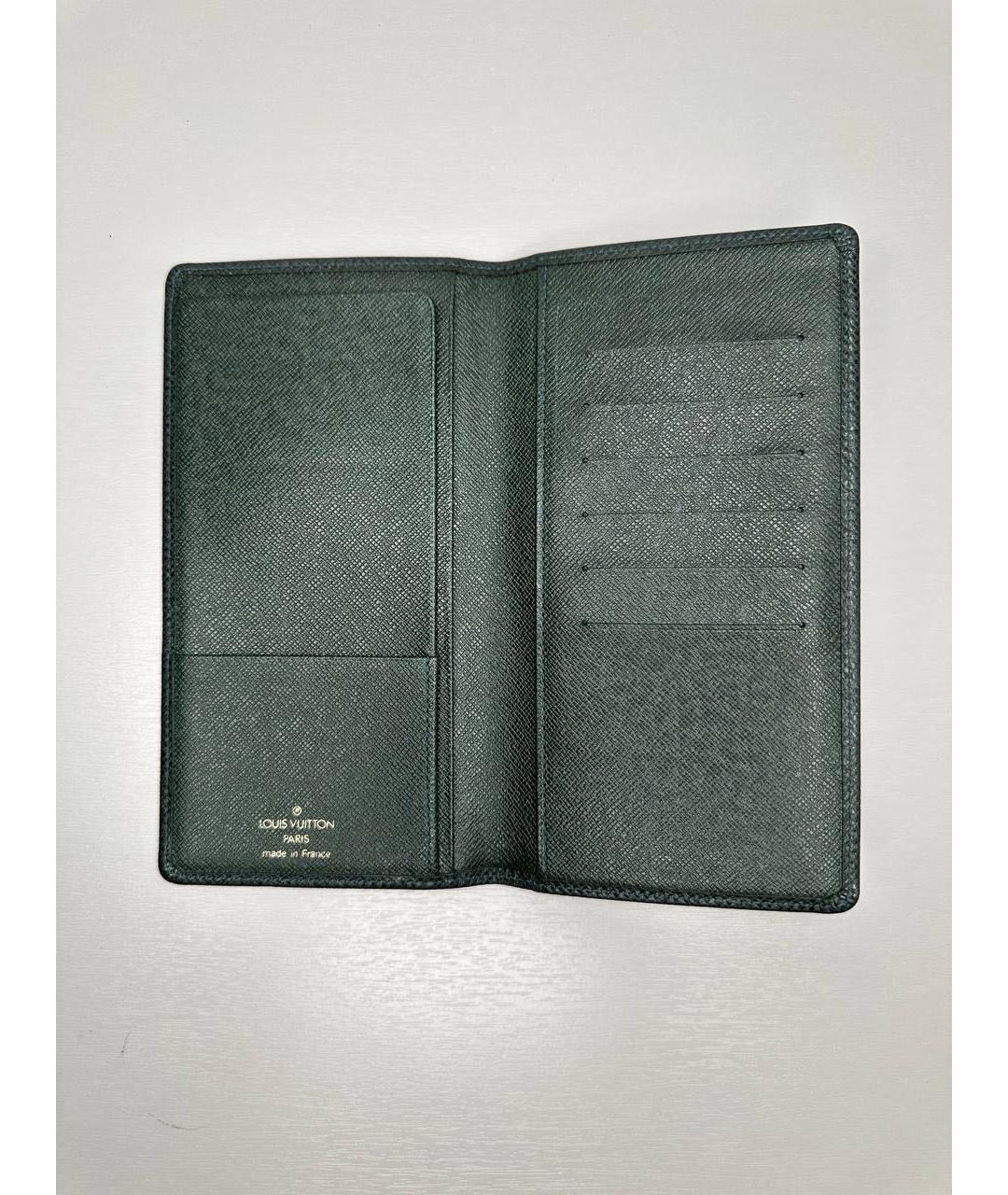 LOUIS VUITTON Зеленый кожаный кошелек, фото 4