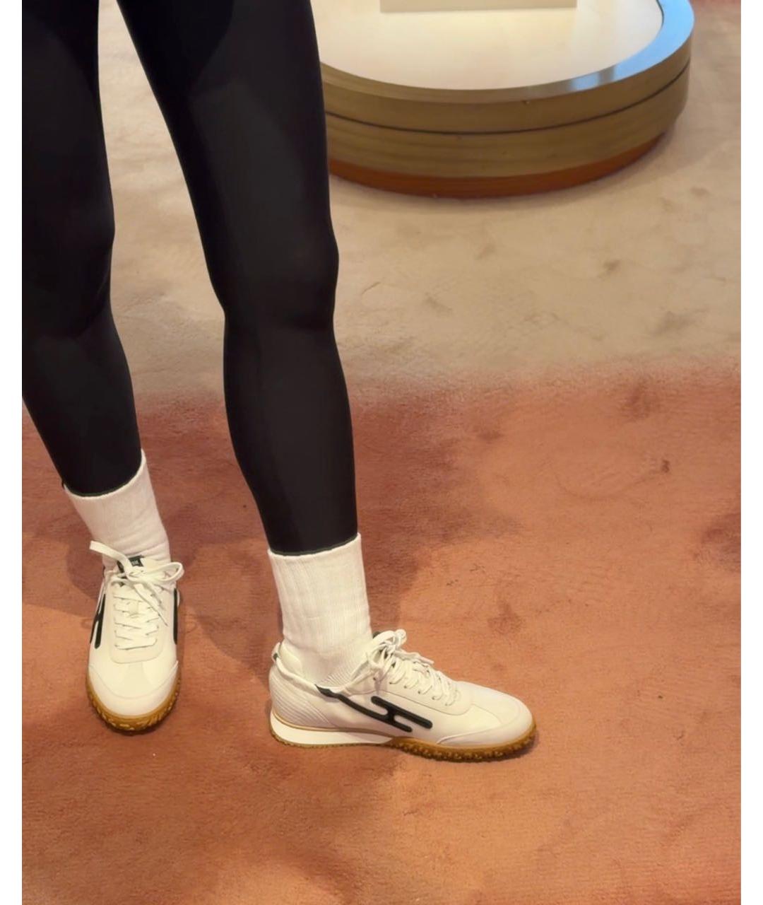 HERMES Белые кожаные кроссовки, фото 5