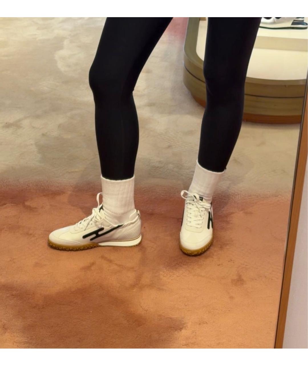 HERMES Белые кожаные кроссовки, фото 4