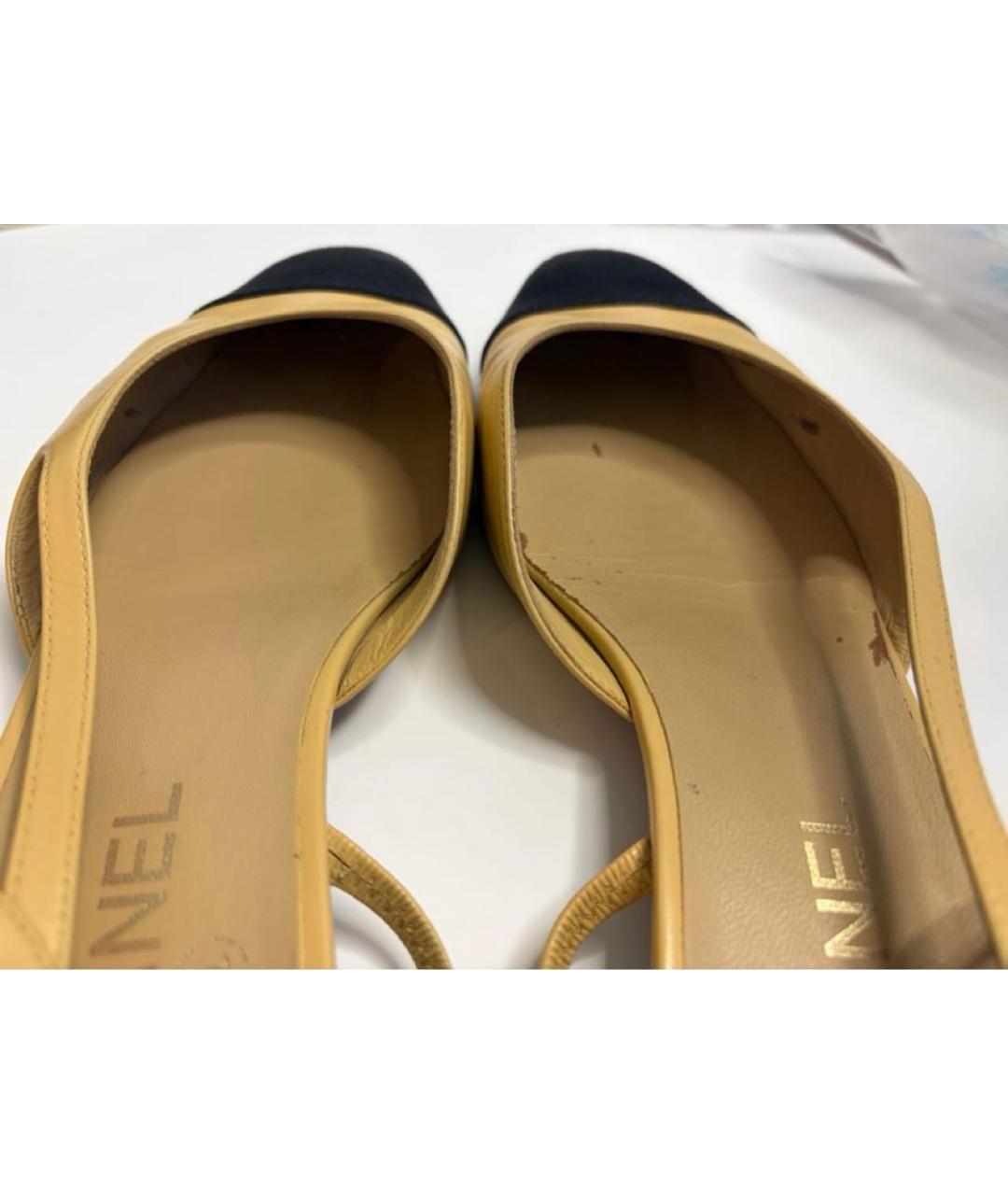 CHANEL Бежевые кожаные балетки, фото 5