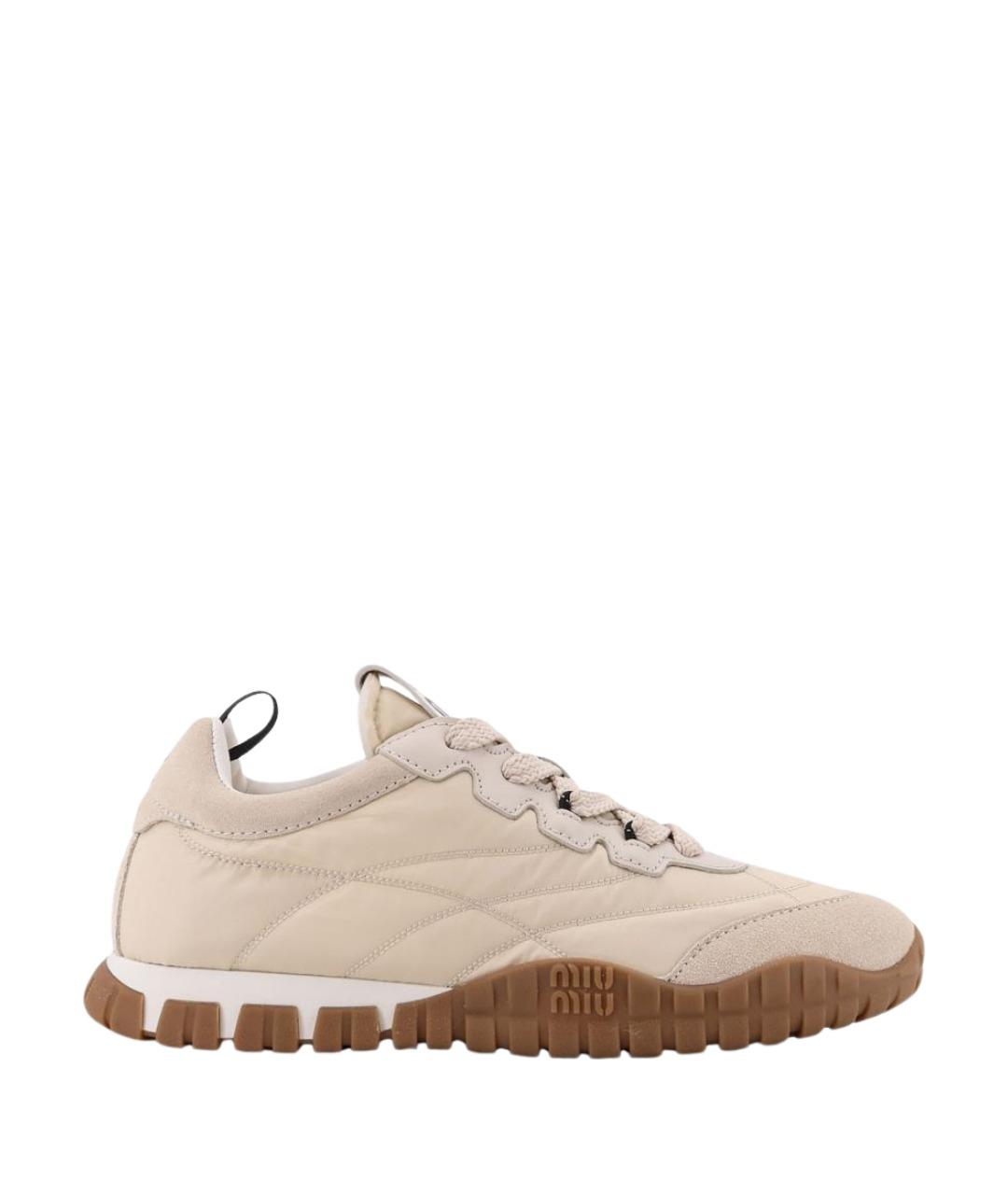 MIU MIU Бежевые синтетические кроссовки, фото 1