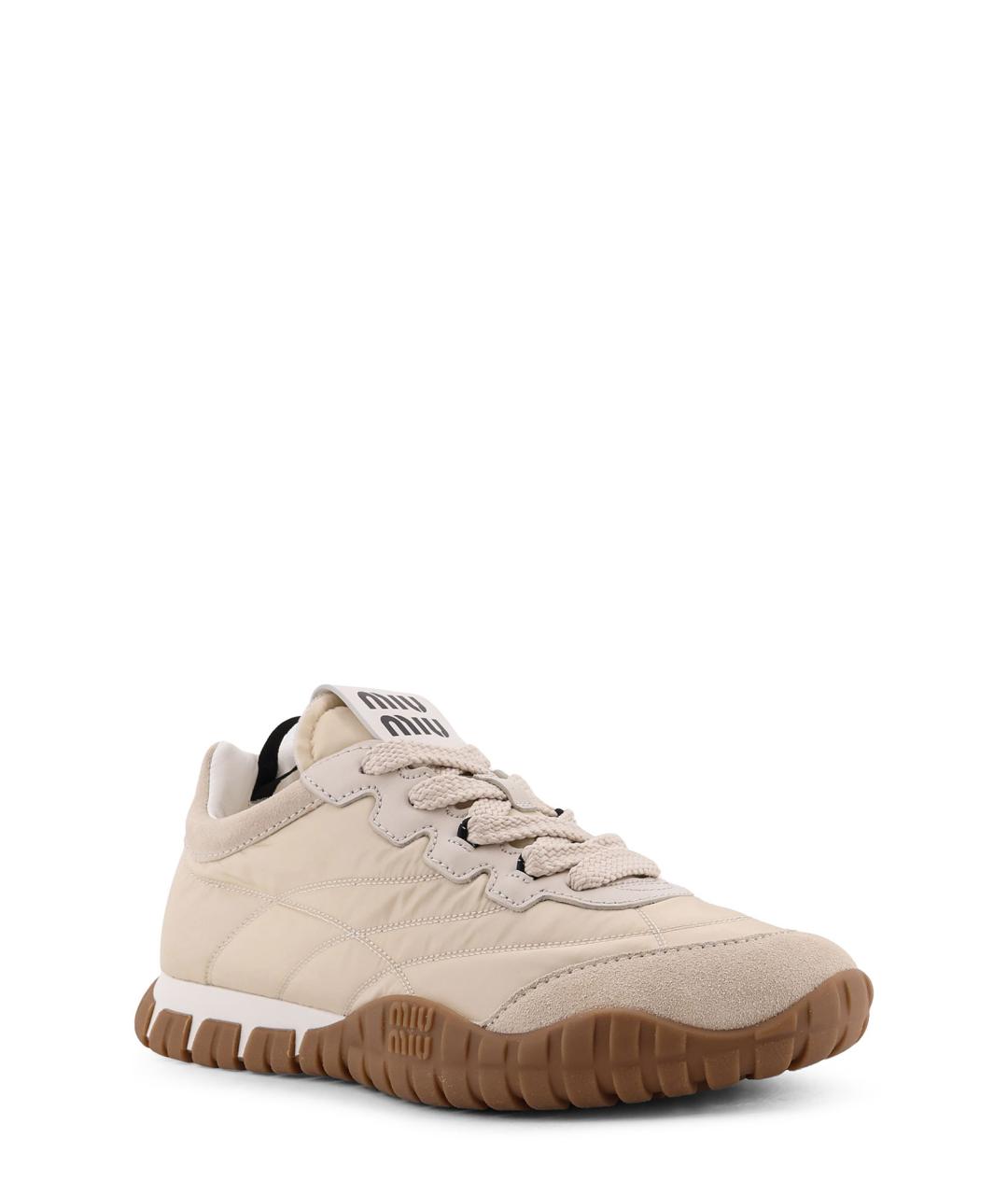 MIU MIU Бежевые синтетические кроссовки, фото 2