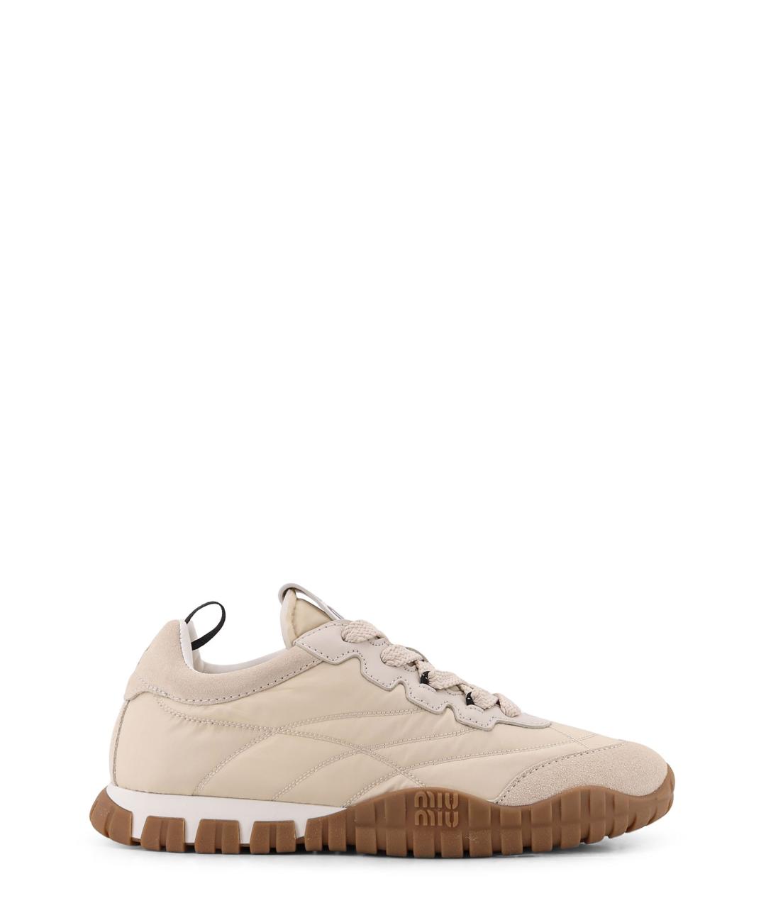 MIU MIU Бежевые синтетические кроссовки, фото 5