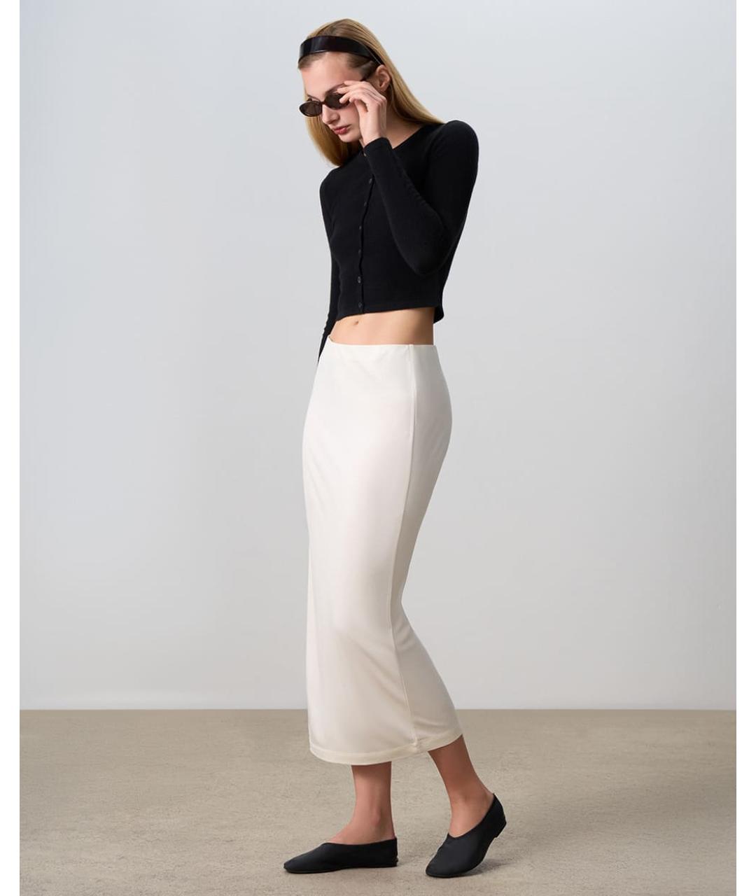 PERVERT Белая шелковая юбка миди, фото 6