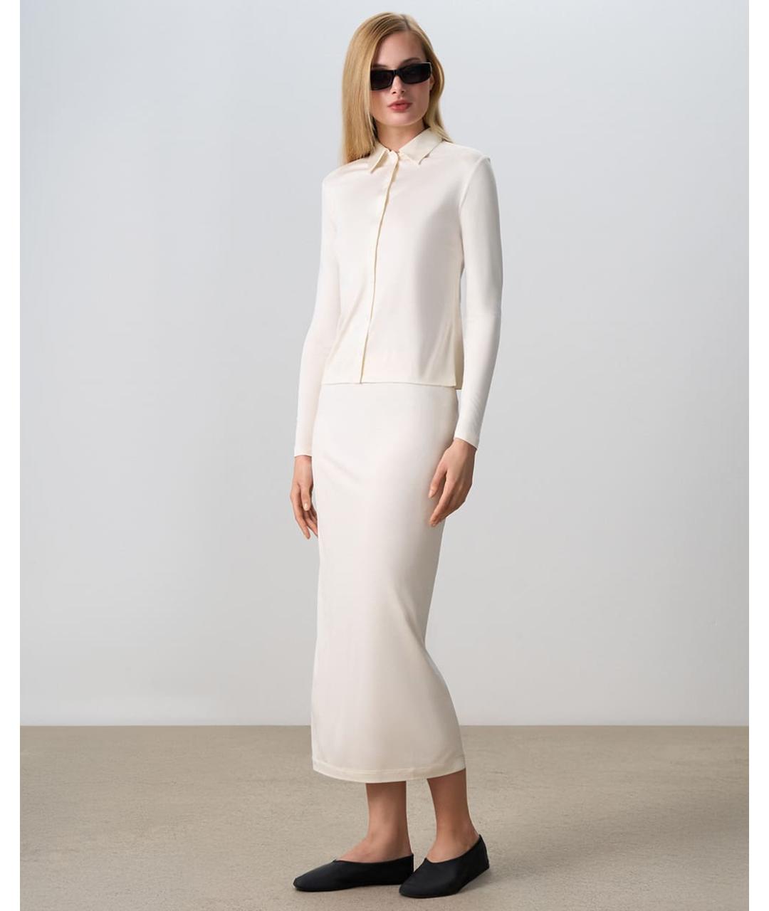 PERVERT Белая шелковая юбка миди, фото 3