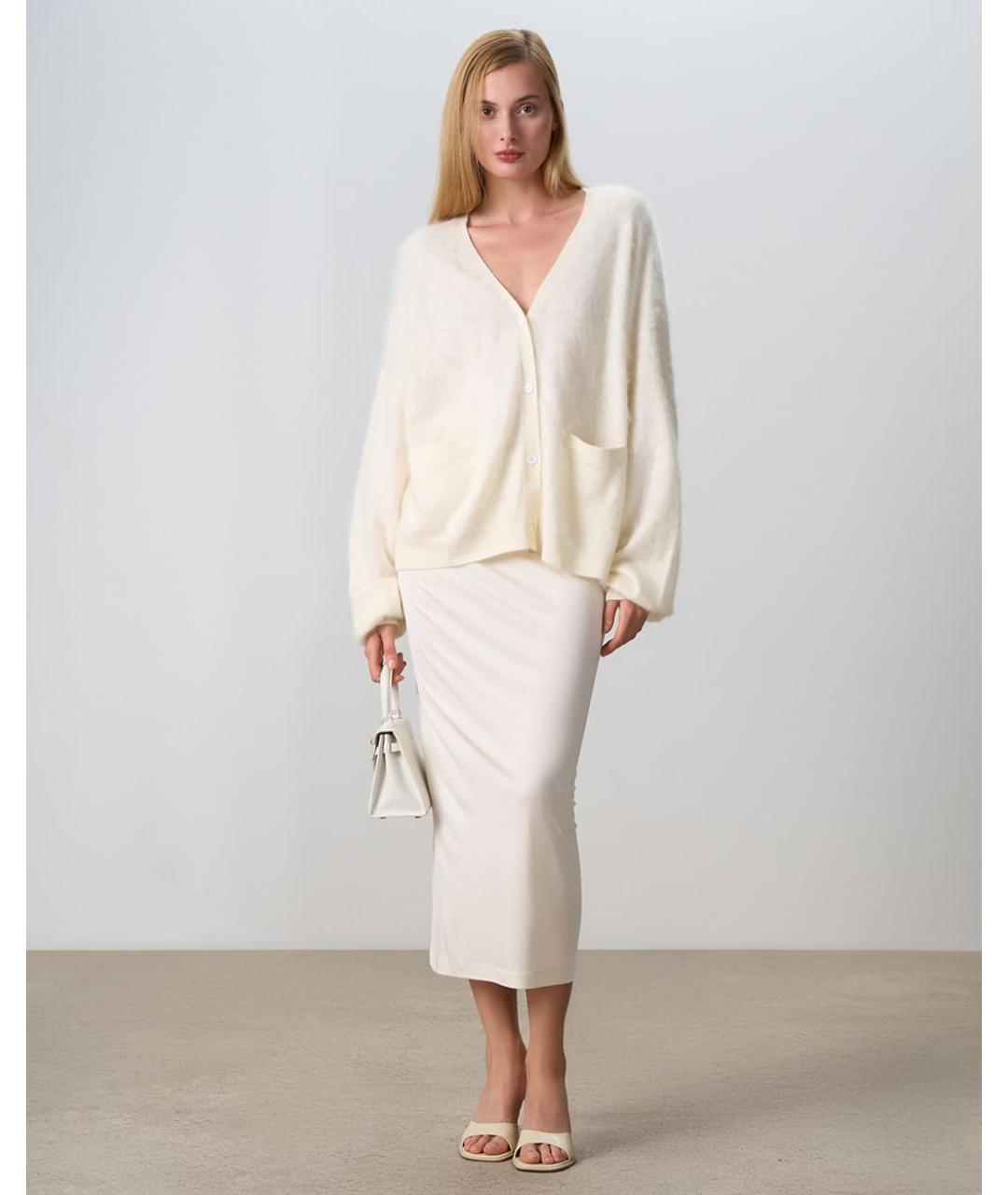 PERVERT Белая шелковая юбка миди, фото 7