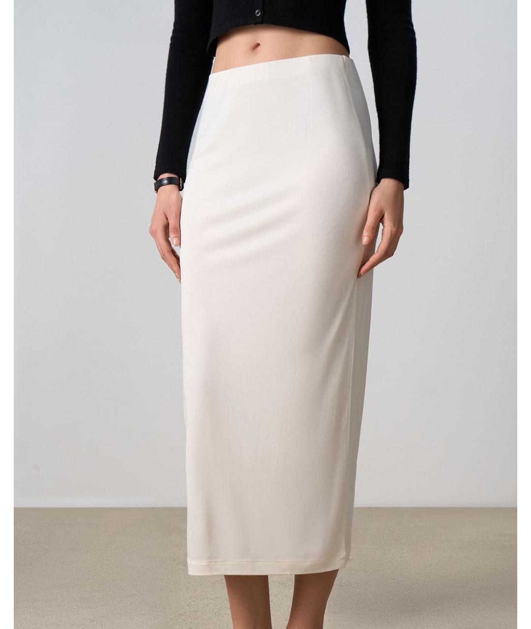 PERVERT Белая шелковая юбка миди, фото 4