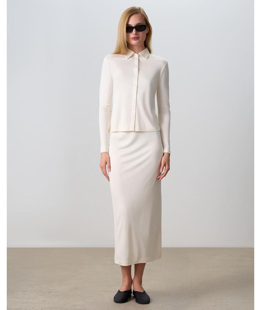 PERVERT Белая шелковая юбка миди, фото 2