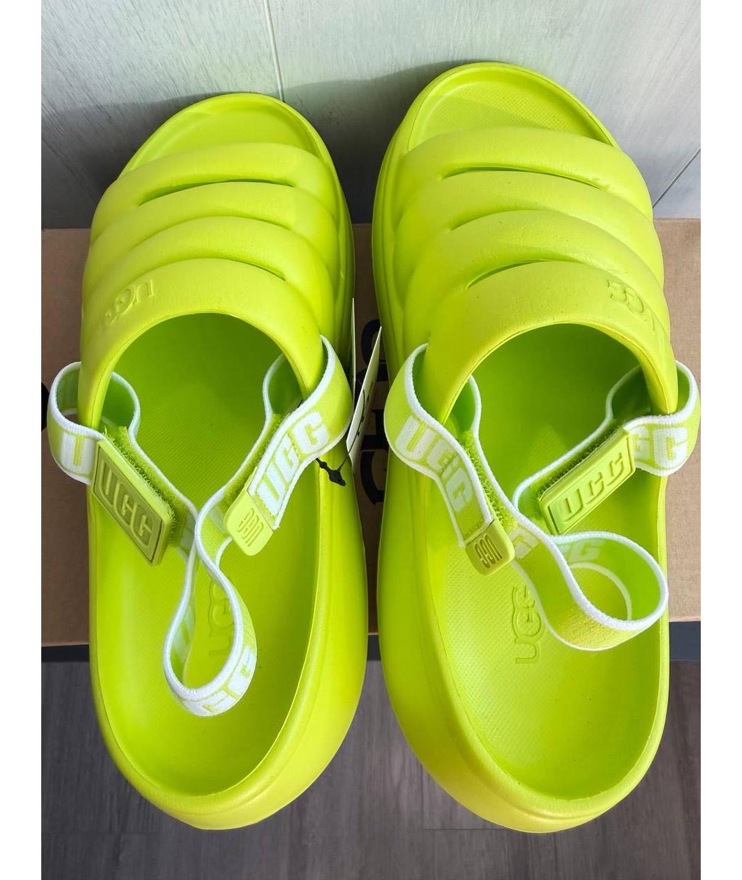 UGG AUSTRALIA Желтые резиновые шлепанцы, фото 2