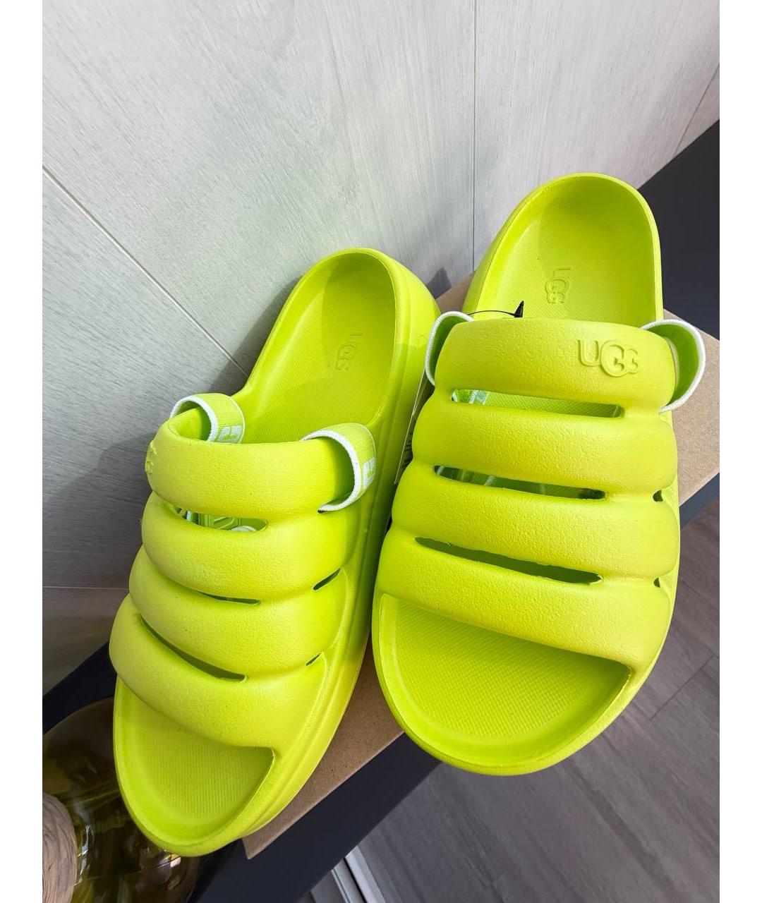 UGG AUSTRALIA Желтые резиновые шлепанцы, фото 3
