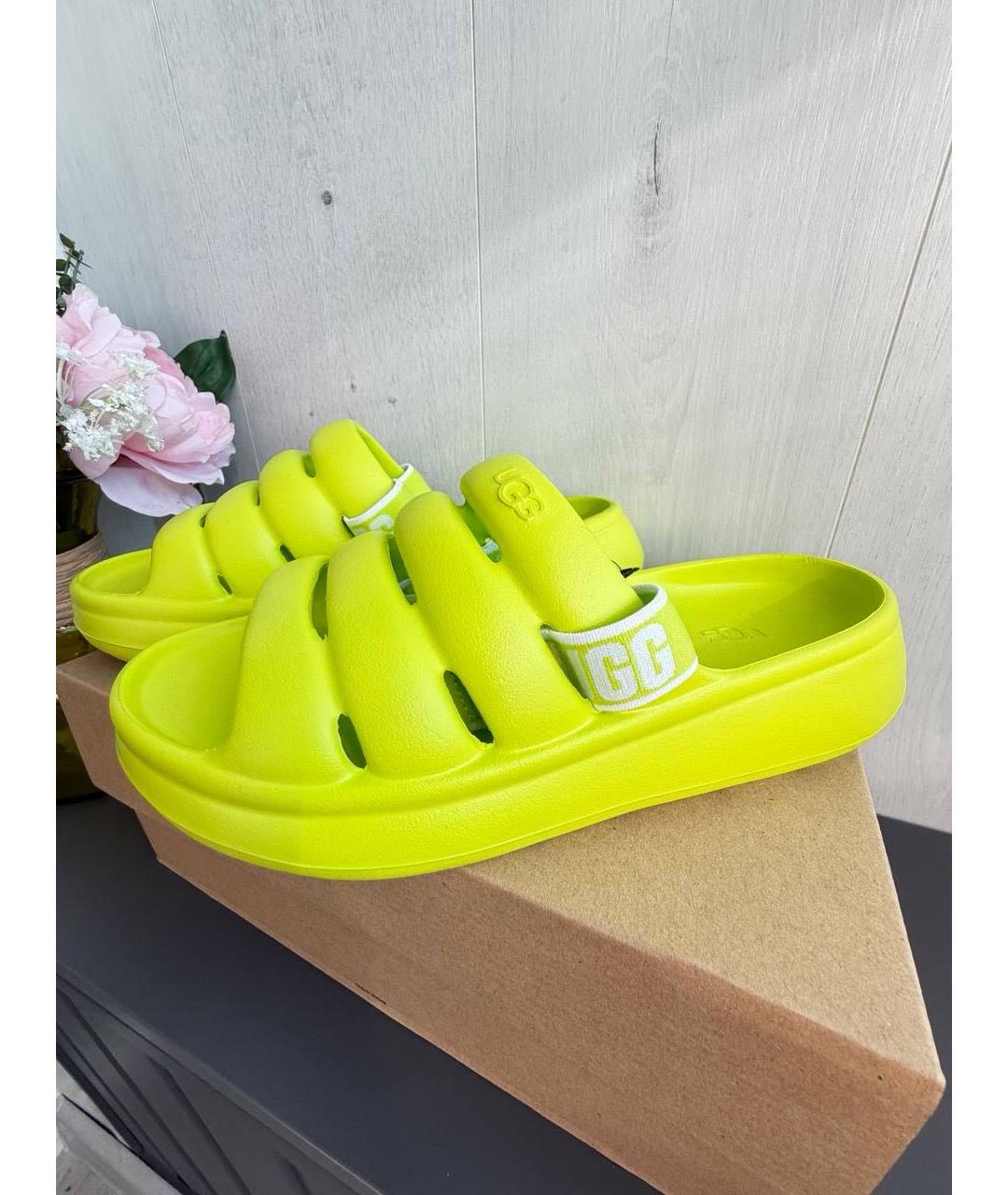 UGG AUSTRALIA Желтые резиновые шлепанцы, фото 7