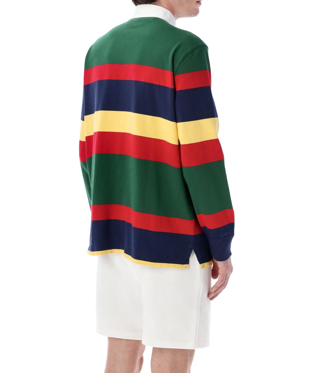 POLO RALPH LAUREN Мульти хлопковое поло с длинным рукавом, фото 2