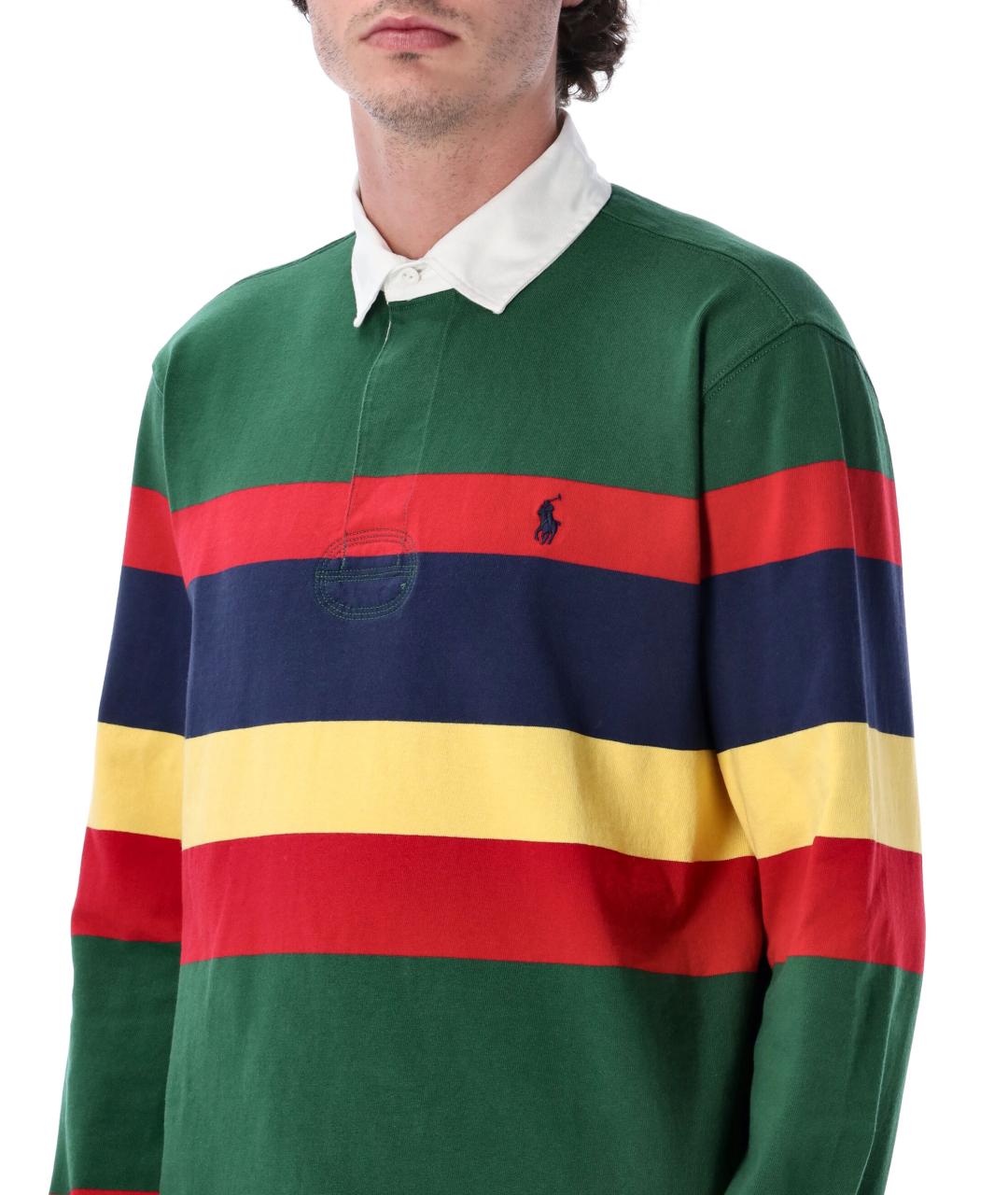 POLO RALPH LAUREN Мульти хлопковое поло с длинным рукавом, фото 3