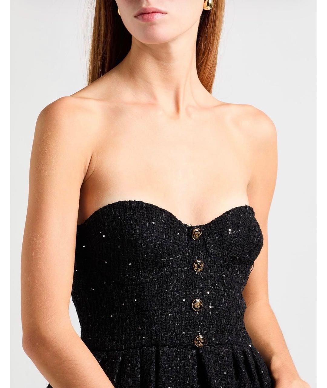 ELISABETTA FRANCHI Черное твидовое коктейльное платье, фото 4