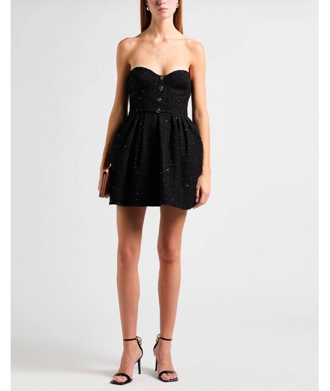 ELISABETTA FRANCHI Черное твидовое коктейльное платье, фото 5