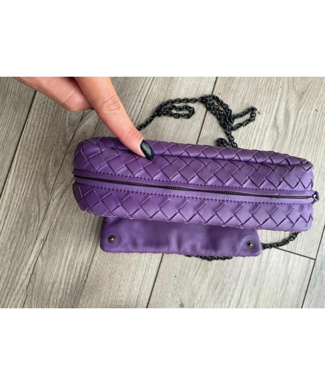 BOTTEGA VENETA Фиолетовая кожаная сумка через плечо, фото 3