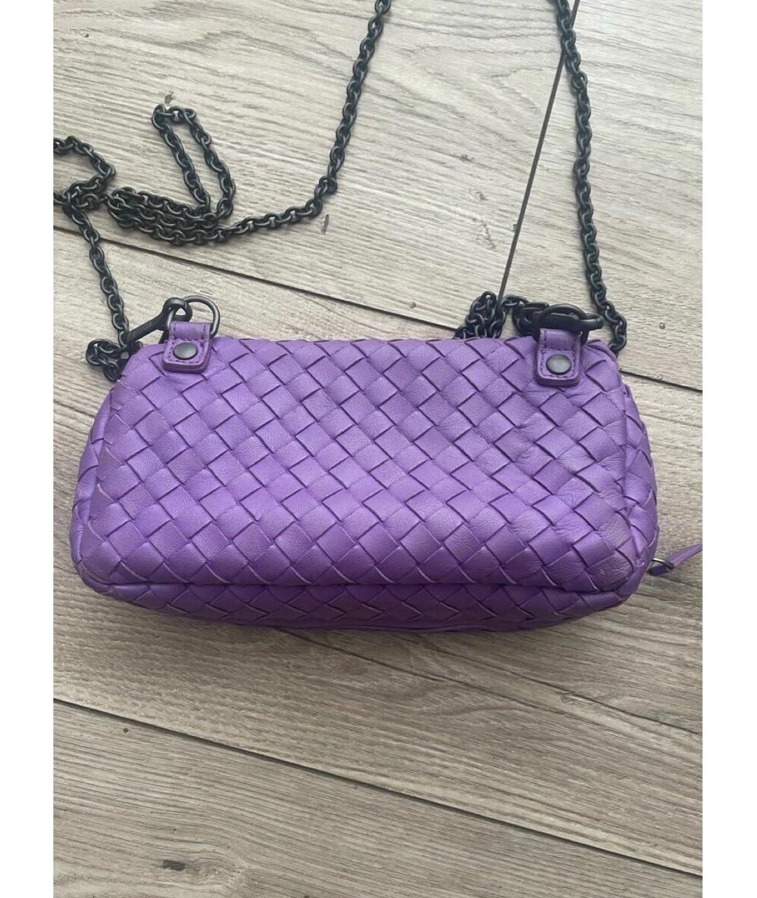 BOTTEGA VENETA Фиолетовая кожаная сумка через плечо, фото 2