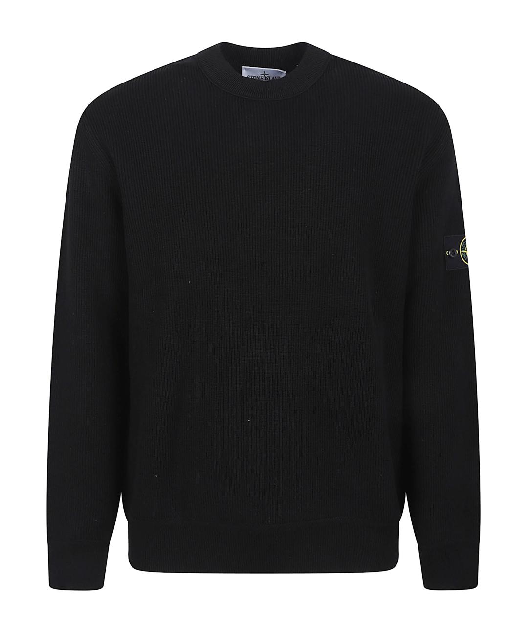 STONE ISLAND Черный хлопковый джемпер / свитер, фото 1